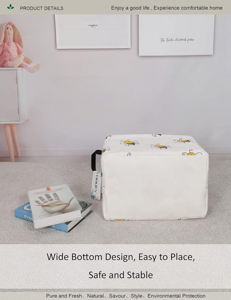 ONOEV Rectangular Folding Laundry Basket, waterproof Canvas Basket,gift basket,Suitable for children's room,Office,Clothes,Toys Storage(Bee) - Image 5